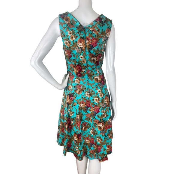 NWT Lindy Bop Ophelia Green Turquoise Garden Floral Party Swing Dress Sz Medium - Picture 10 of 17